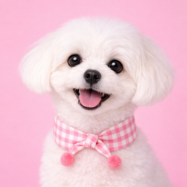 마우 젤라또 폼폼 스카프 5종 강아지 고양이 소형견 중형견, L, 핑크, 1개