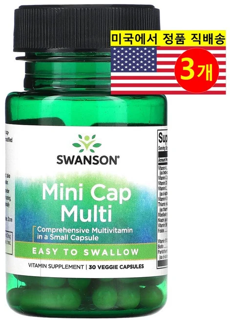 Swanson 미니 캡 멀티비타민 Mini Cap Multivitamin, 3개, 30정 - 쿠팡