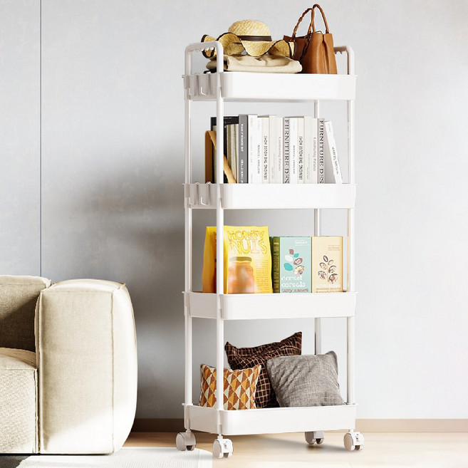 OYEAH 3단 수납 선반, 흰색 4단, 4단