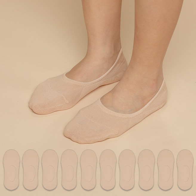 비바슈슈 여성용 쫀쫀하고 구멍안나는 앞코보강 면페이크삭스 10켤레