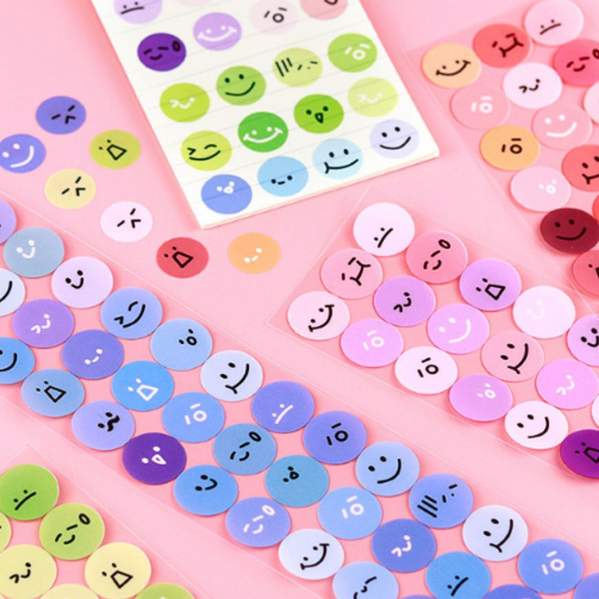 솔레르 알록달록한 감정스티커, 1개, 레드+블루+그린+퍼플