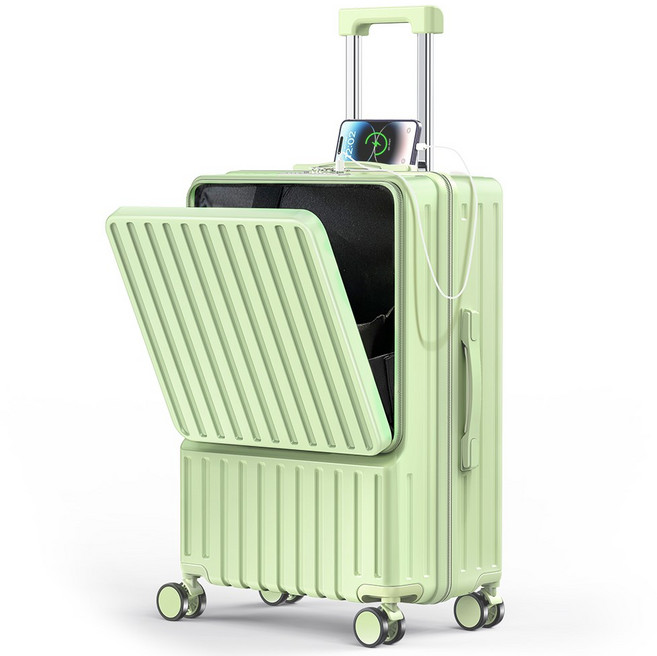 Moteur 캐리어 중대형 여행용 컵홀더 USB 충전 포트 노트북 짐 수납 가능 스피너 훨 여행가방 TSA 락 중대형 캐리어