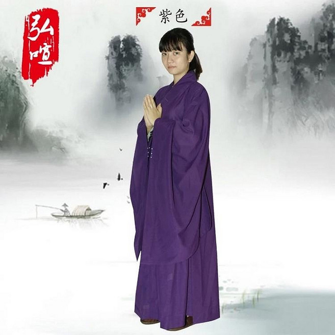 紫色寬鬆透氣僧服 禪修禮佛修行服裝 舒適透氣垂墜感佳, 紫12*50, 1個