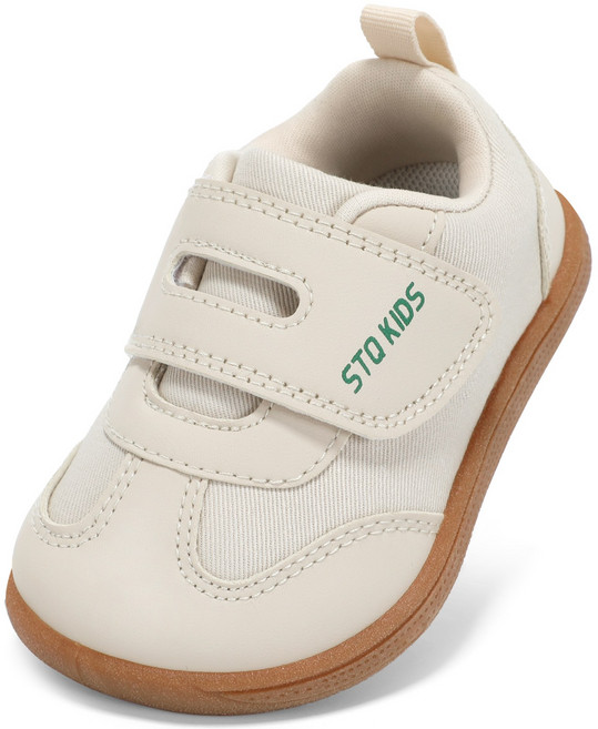 STQ 키즈 운동화 남아 여아 공용 넓은 발가락 베어풋 슈즈 미끄럼 방지 제로 드롭 벨크로 타입 슬립온 워킹화