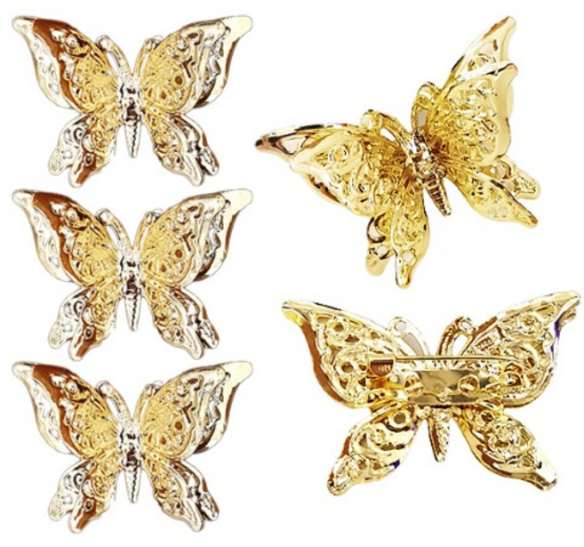 5개) K20 이중입체브로치 엣지나비 전통 한복 금속장식 명절선물 용돈봉투 포장장식 가채장식 한복악세사리장식 예단장식 외국인선물