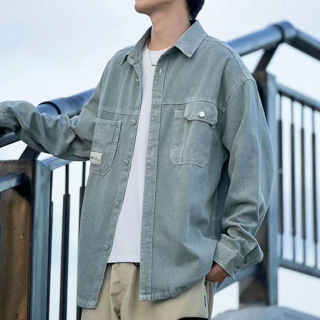 ZCC3305 박스핏 더티워싱 청남방 셔츠