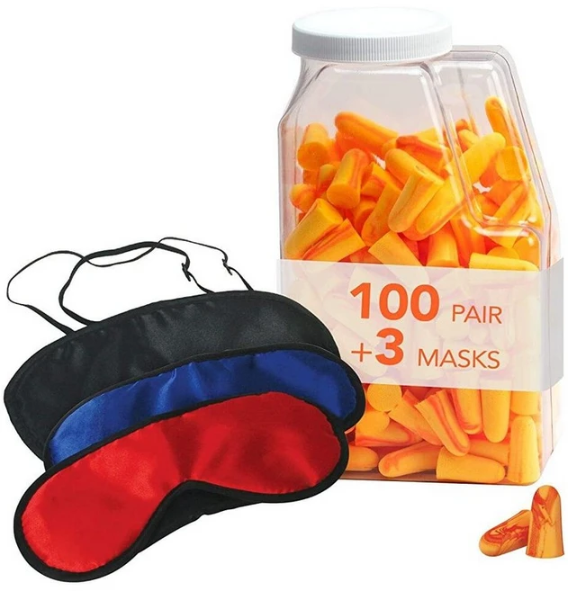 Flents 수면 마스크 + 이어 플러그 슈퍼 슬립 키트 | 부드러운 폼 100쌍 및 3개 포함 (NRR) 33 100팩, 100 Pair + 3 Masks - 쿠팡