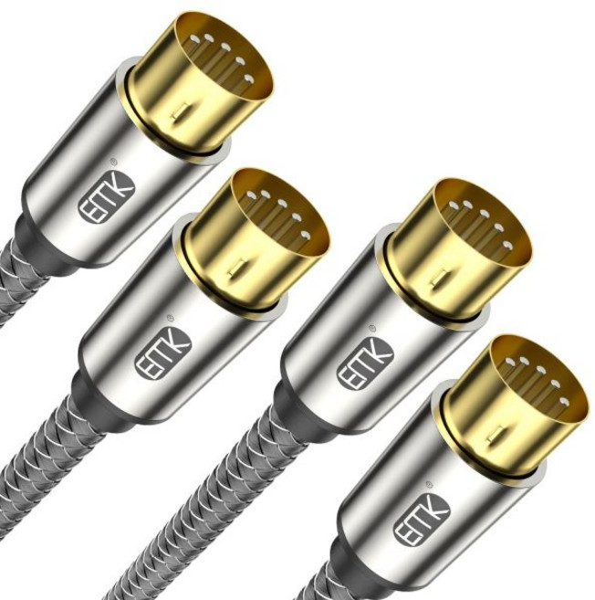 EMK MIDI 케이블 5핀 나일론 땋은 키보드 신디사이저 기타 멀티 이펙트 샘플러 외장 사운드 카드 오디오 믹서 앰프2 PCS 8Ft2와 호환됩니다.4M, EMK MIDI 케이블 5핀 나일론 땋은 키보드 신디사