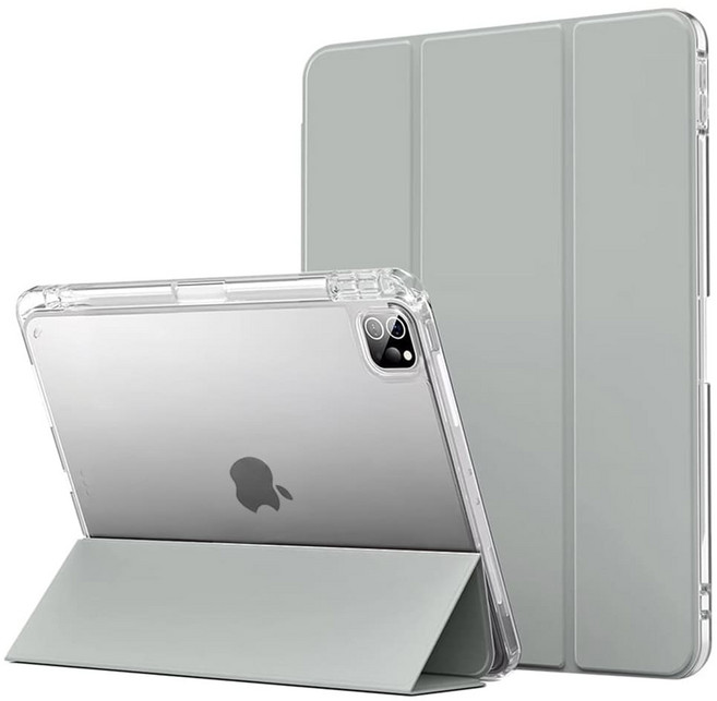 내셔널 리코리아 클리어 에어로 쉴드 애플팬슬 충전 수납홀더 태블릿PC 아이패드 투명케이스 스마트커버 울트라 하이브리드 케이스 for iPad, 그레이, 1개