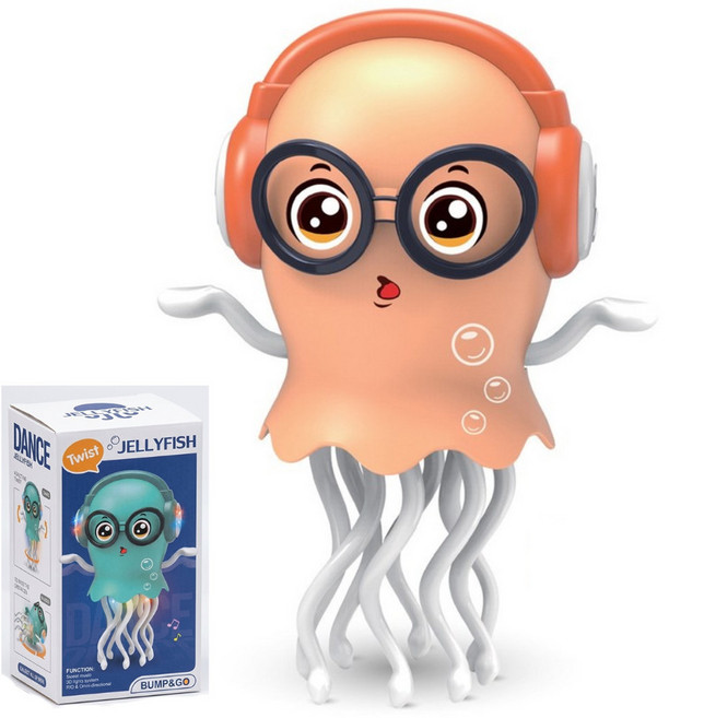 토이즈데이 춤추는 해파리 신나는 음악 LED 불빛 댄스 로보트 장난감 단체 선물, 1개, 오렌지