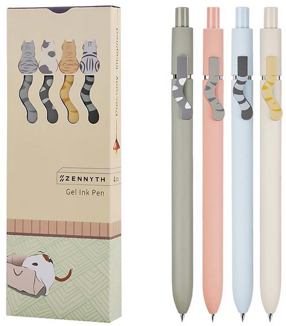 에브리샤인 고양이 젤잉크펜 4종 세트, 1세트, 멀티컬러