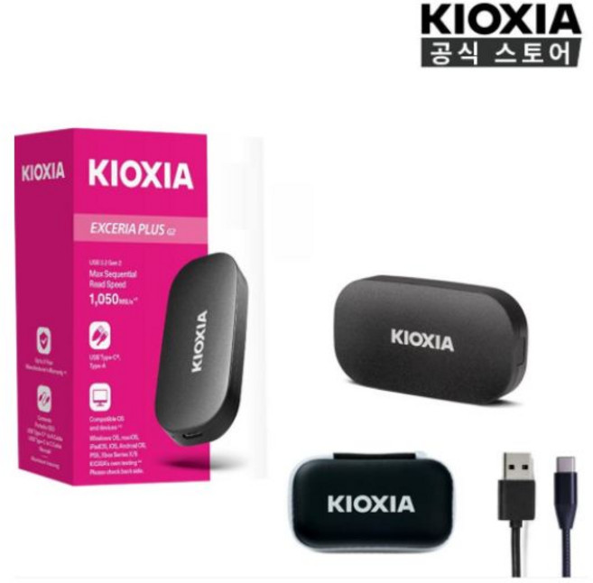 키오시아 KIOXIA EXCERIA PLUS G2 Portable 포터블 외장SSD, 그레이, 1TB