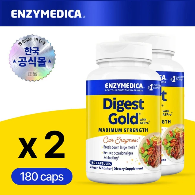 Enzymedica 다이제스트 골드 with AT프로 타블렛, 180정, 2개 - 쿠팡