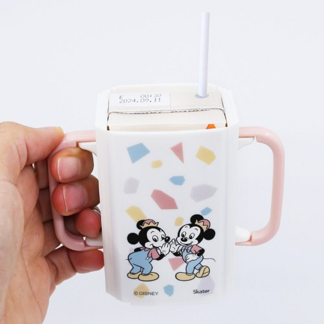 아기 접이식 우유 손잡이 컵 홀더 팩음료 미키 레트로, 1개