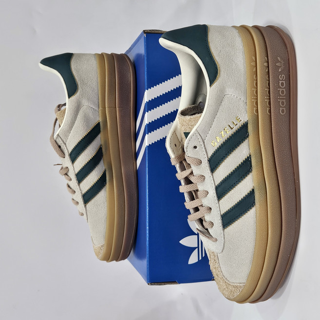 국내매장판 아디다스 가젤 볼드 크림 화이트 그린 키높이 운동화