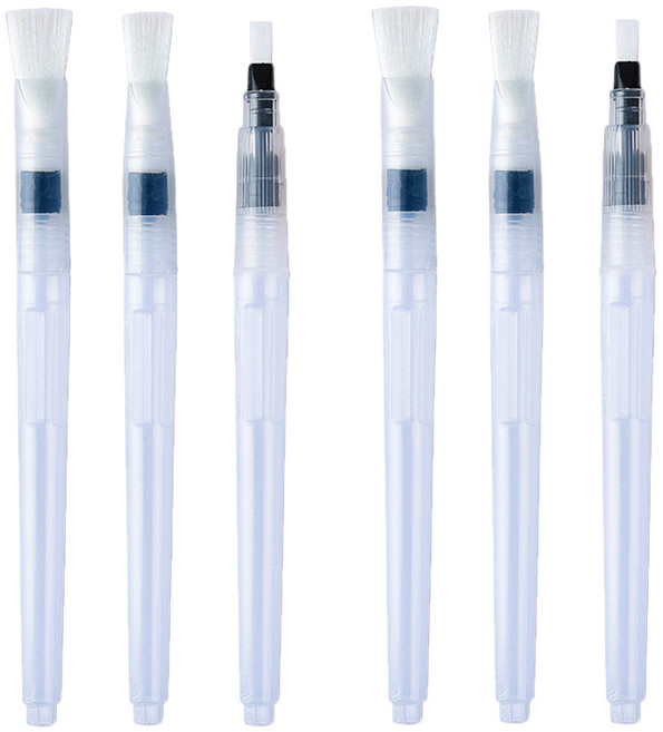 워터 브러쉬 워터붓 수채화붓 물감붓 190mm, 2세트, 납작붓 3종