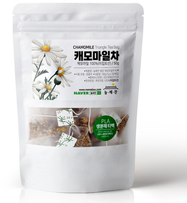 늘해찬 볶은 캐모마일 삼각 티백 카모마일 티백 삼각티백 대용량, 1g, 50개입, 1개