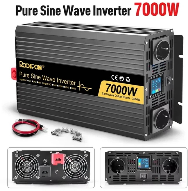 8000W 순수 사인파 인버터 듀얼 채널 유럽 표준 전원 공급 장치 DC-AC 220V 스마트 자동차 가정용 노트북, 03 48V(40V to 60V), 01 빠른, 01 7000W