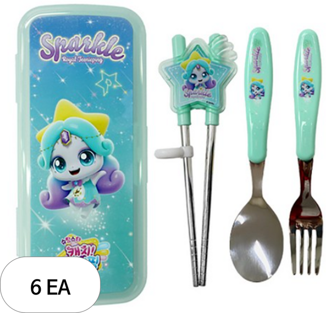 르번 아동용 슈팅스타 캐치티니핑 무소음 교정 젓가락 풀세트, 초롱핑, 6개