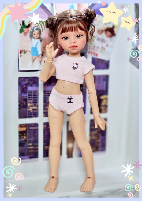 #파올라레이나 32cm 옷( 깜찍 고양이 써머룩 )[마구샵]#구체관절인형#bjd#인형옷#다락아이#관절바디#완제품, 1개