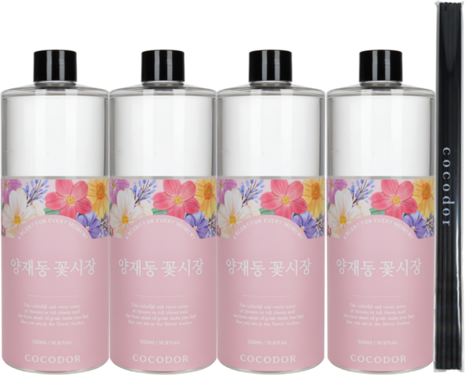 코코도르 디퓨저 리필액 + 리드스틱 5P, 양재동꽃시장, 500ml, 4개