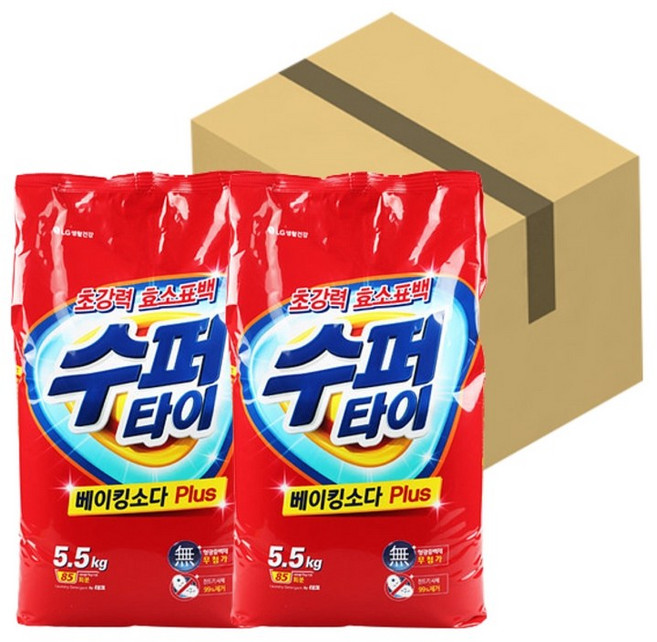 수퍼타이 리필 5.5kgX2개입(1박스) 가루세제 세탁세제 업소용 가정용 찬물전용, 5.5kg, 2개