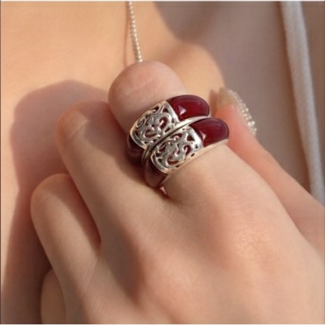 헤이엔 실버 옥반지 천연 옥가락지 쌍가락지 한복반지 혼주반지 은 여성 상견례 주얼리 반지