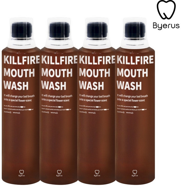 빠이러스 킬파이어 무알콜 입냄새제거 찌꺼기가글 구강청결제, 500ml, 4개