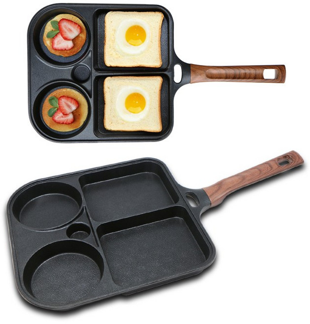 [키친아트] 멀티 3구4구 에그팬 4구 토스트팬 / 가스용, 1개, 4구토스트팬/가스용