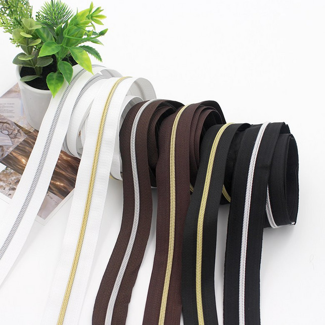 국산 코일지퍼 골드 실버코일지퍼, 화이트실버, 1개