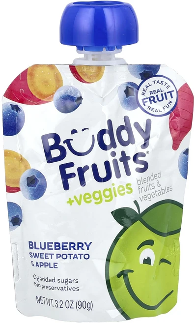 Buddy Fruits 과일 & 채소 혼합 블루베리 고구마 및 사과 90g(3.2oz), BuddyFruits과일채소혼합블루베리고구마및사과90g, 90g, 1개 - 쿠팡