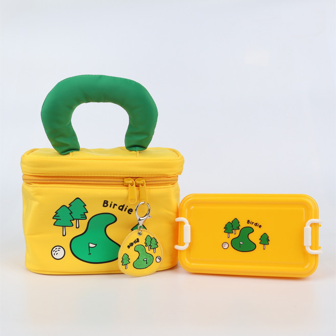 콩콩도시락 간식 도시락통+보냉백 세트, 1세트, 옐로우-버디