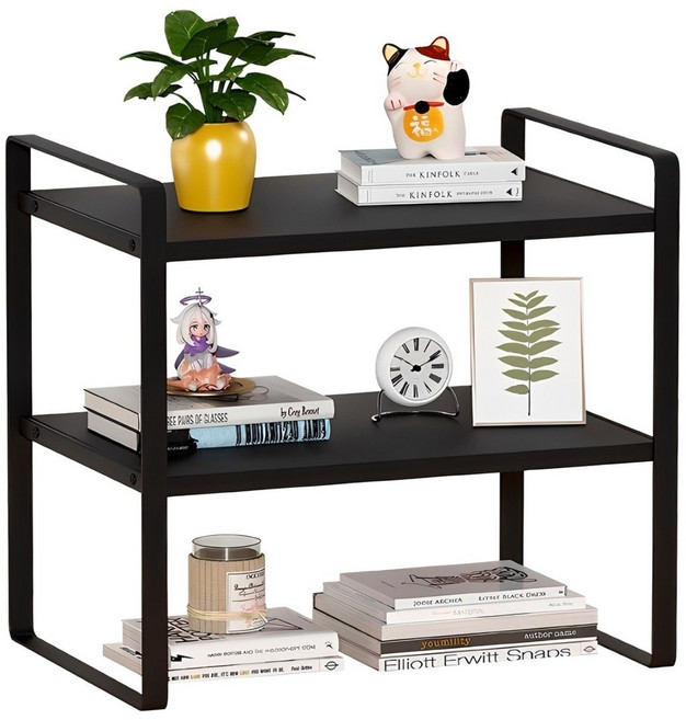 레디박스 다용도 책상정리 미니 수납 선반 2단, 블랙, 1개