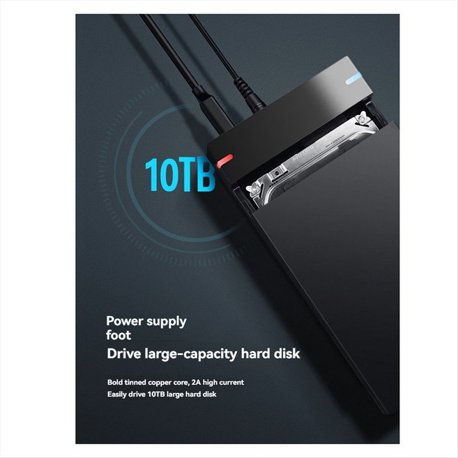 3.5 인치 SATA ~ USB 3.0 HDD 케이스 - 외부 하드 드라이브 인클로저 데이터 전송 PC 및 노트북 용 HDD 상자, EU 플러그, 검은색