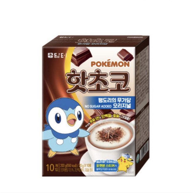 담터 포켓몬 핫초코 팽도리의 무가당 오리지널, 20g, 10개입, 1개