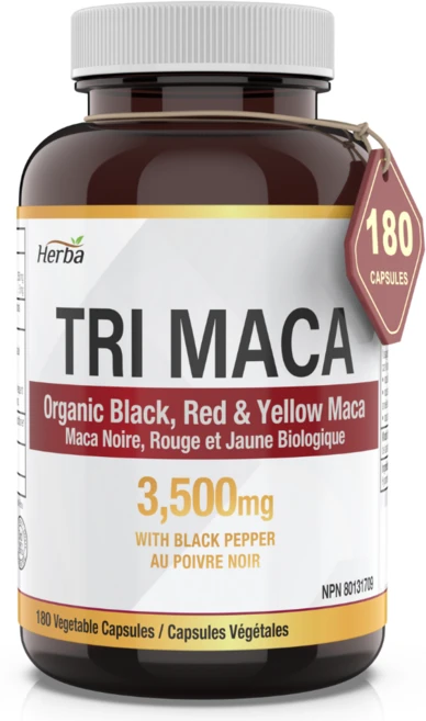 트리플 마카 3500mg 180식물성캡슐 페루산 블랙마카 레드마카 옐로우마카 3종 마카 피퍼린 5mg함유 허바 캐나다, 1개, 180정 - 쿠팡
