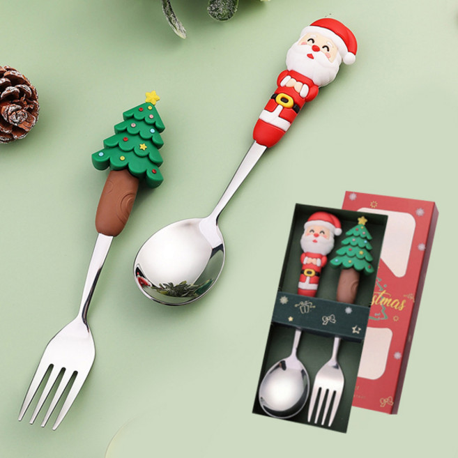 어린이집 단체 선물 답례품 크리스마스 수저포크세트2피스, 1개, 수저포크2피스, 단일색