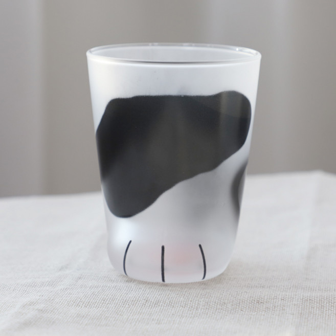 코코네코 고양이발 유리컵 230ml (아기고양이), 부티(검정색), 1개
