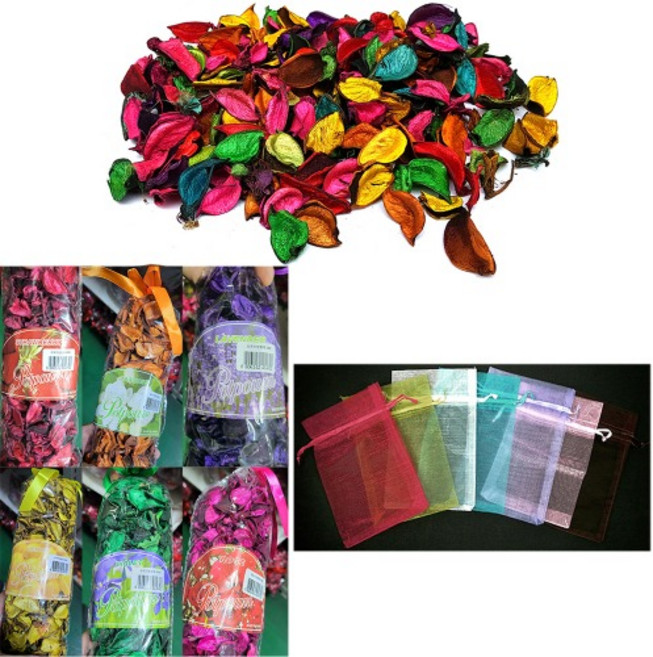 (디머스)자연재료 탈취제 포푸리방향제 만들기세트(6향기 + 망사주머니 18개), 포푸리6향 망사주머니18개