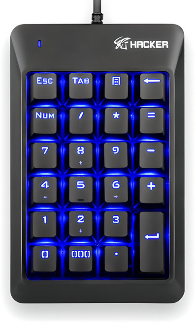 앱코 HACKER 기계식 축교환 LED 유선 키패드, 블랙, K523, 청축