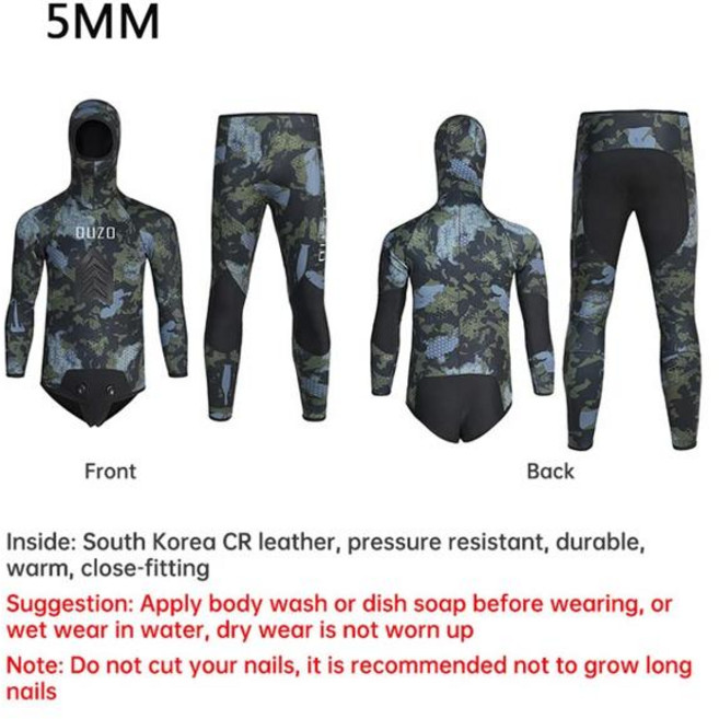 오픈셀 OUZO CR 오픈 셀 다이빙 세트 후드 프리 스쿠버 위장 잠수복 스피어피싱 5mm 7mm, [07] 3XL, [01] 오픈셀 5MM, 1개
