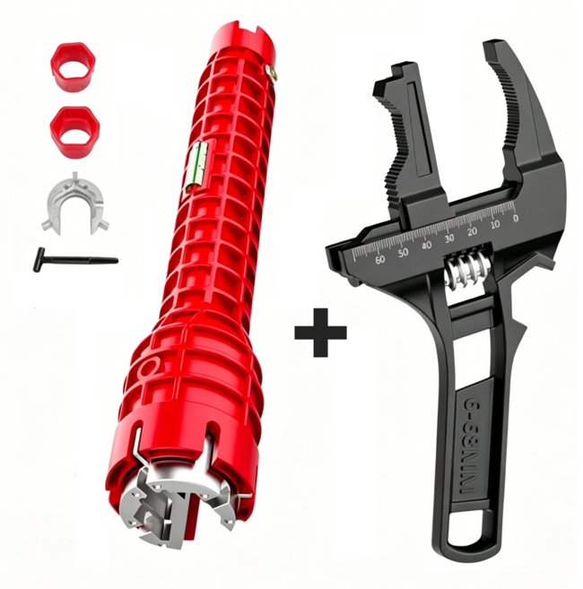 Owete 세면대 몽키스패너 수전 전용 렌치 싱크대 수도관 렌치 8 in 1, 1세트