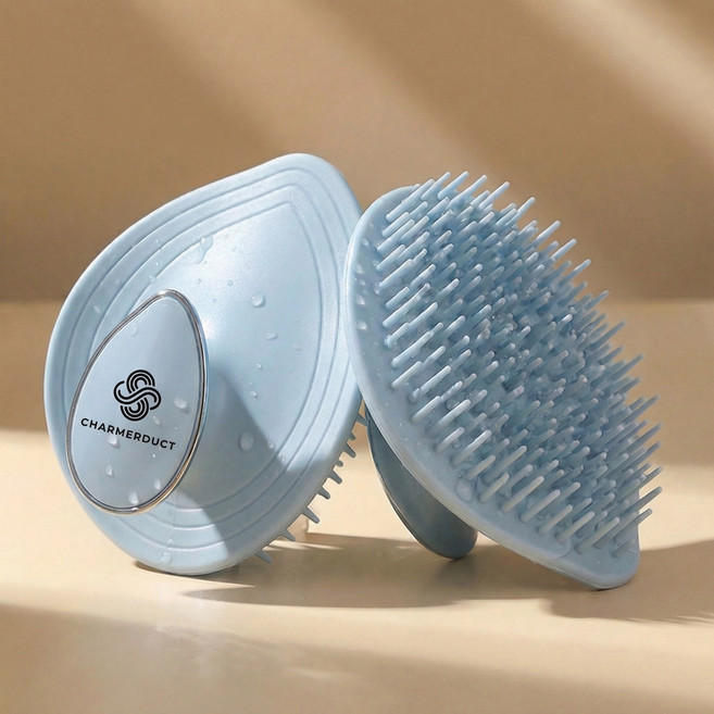 차머덕트 머리감는 브러쉬 헤어 두피 마사지기 샴푸 브러쉬, 1개, 블루