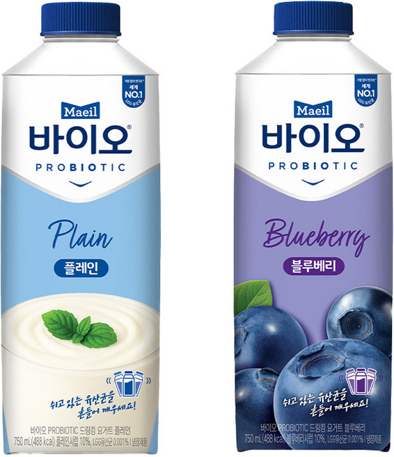 매일바이오 드링킹 750mlx3병(플레인1+블루베리2) 냉장혼합무배, 750ml