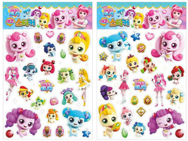 내 마음대로 떼었다 붙였다 하는 즐거운 스티커 놀이! 반짝반짝 캐치티니핑 데코 스티커 2개 세트 | 오로라핑 하츄핑 발레핑 빙글핑 아롱핑 다롱핑, 1세트, 1개