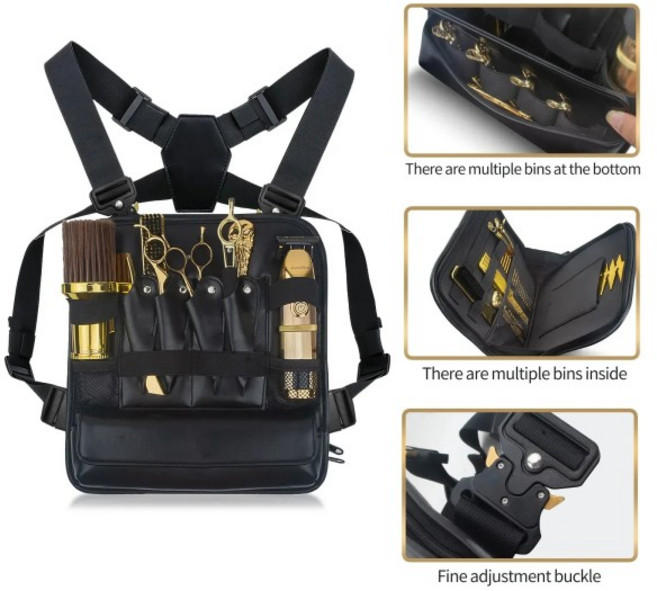 스타일리시 이발 도구 보관 체스트 백 전문가용 가죽 세련된 기능성 체스트 리그 백 미용실용 신형, 1) Beige, 01 Beige