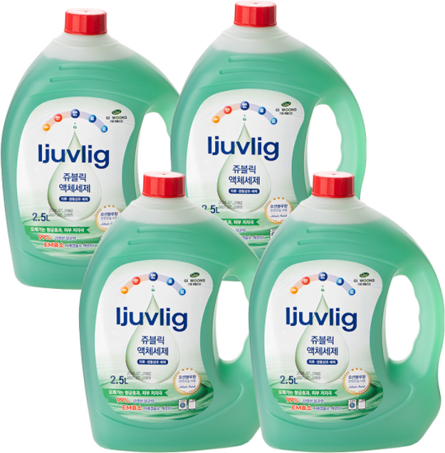 알칼리세탁세제 고농축 드럼용 일반용 빨래냄새 제거 대용량 액체세제, 4개, 2.5L