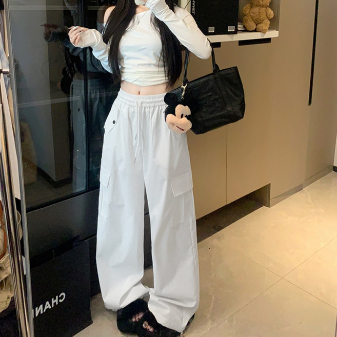 밴딩 스트링 와이드 팬츠 투웨이 여성 조거 바지