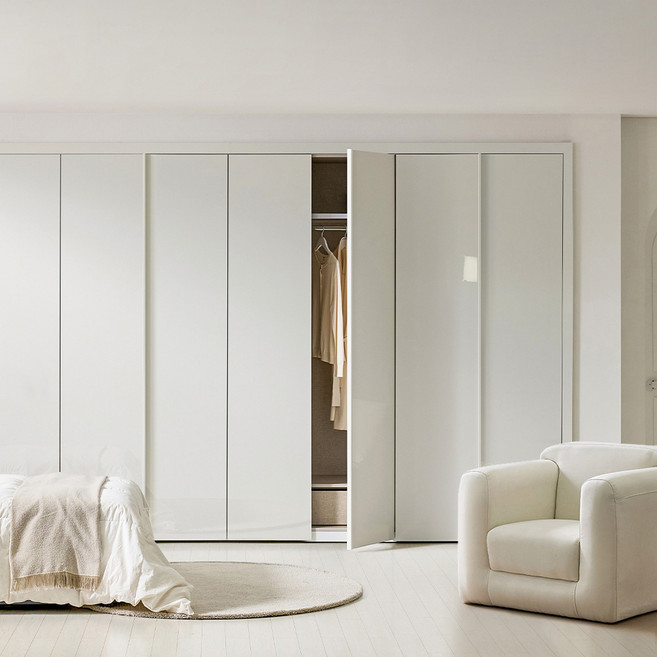 보루네오 글램 붙박이장 하이그로시 여닫이 240~390cm E0등급, 240cm, 크림화이트