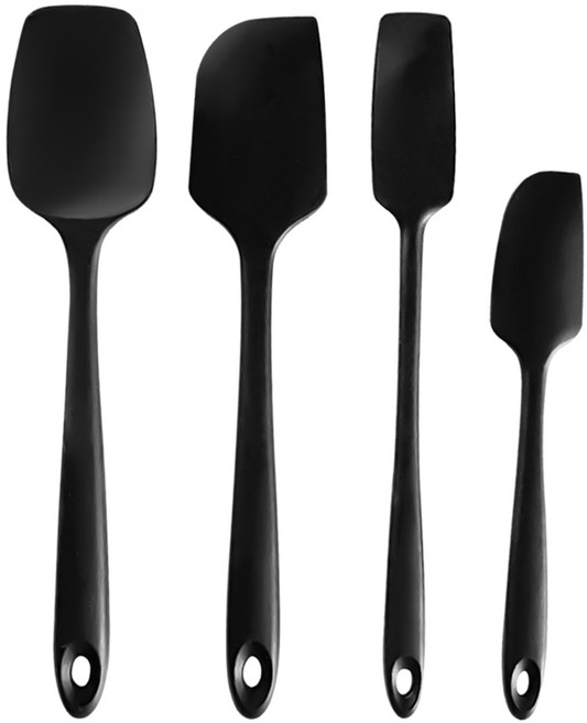 폴쿠치나 프리미엄 실리콘 스파츌라 4종 세트, 블랙, 1세트
